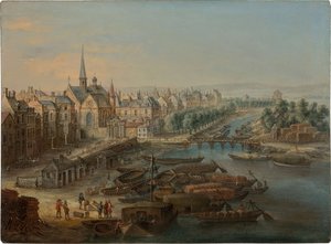 Ansicht des Arsenals, des Hafens Saint Paul und des Quai des Célestins in Paris, 1730er Jahre von Charles Léopold van Grevenbroeck