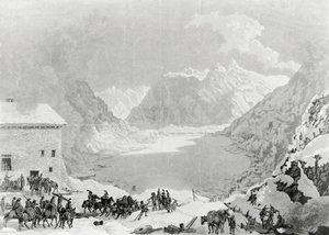 Französische Armee des Ersten Konsuls Napoleon Bonaparte (1769-1821) am Großen St. Bernhard Pass Hospiz, 20. Mai von Charles Louis Lucien Muller