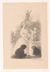 Gekrönte Frau und Putto mit Füllhorn von Charles Lucien Leandre