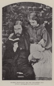 George Macdonald und seine Tochter Lily (s/w Foto) von Charles Lutwidge Dodgson