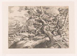 Landschaft mit Reisendem bei einem Baum von Charles Macé