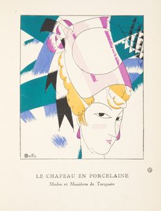 Le Chapeau en Porcelaine, aus einer Sammlung von Modeplatten, 1920 (Pochoir-Druck) von Charles Martin