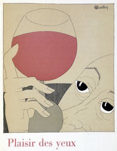 Freude der Augen - in Monseigneur le vin, Zeichnung von Charles Martin, Faszikel der Etablissements Nicolas