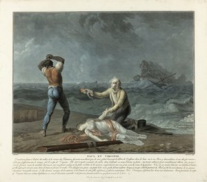 Fund von Virginies Körper, Platte 5 aus Paul et Virginie von Charles Melchior Descourtis