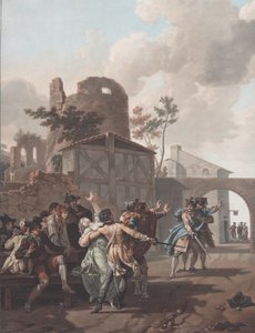Die Schlägerei La Rixe, ca. 1792 von Charles Melchior Descourtis