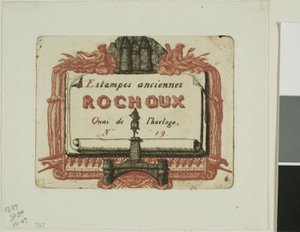 Adresskarte des Druckverkäufers Rochoux von Charles Meryon