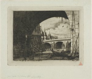 Ein Bogen der Pont Notre-Dame, Paris von Charles Meryon