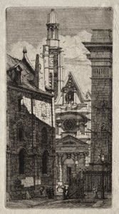 Radierungen von Paris: Kirche St. Stephan auf dem Berg von Charles Meryon