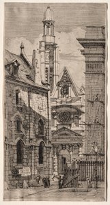 Radierungen von Paris: Kirche St. Stephan des Berges