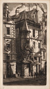 Radierungen von Paris: Haus mit einem Turm, Weberstraße von Charles Meryon