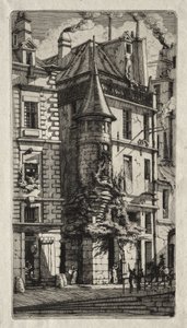 Radierungen von Paris: Haus mit einem Turm, Weberstraße von Charles Meryon