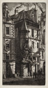 Radierungen von Paris: Haus mit einem Turm, Weberstraße, 1852 von Charles Meryon