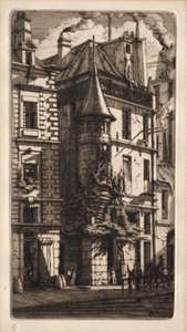 Radierungen von Paris: Haus mit einem Turm, Weberstraße, 1852 von Charles Meryon