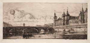 Radierungen von Paris: Die Wechselbrücke von Charles Meryon