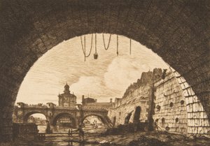 Le Pont-neuf und die Samaritaine unter dem ersten Bogen des Pont-au-Change Pont-neuf, 1855 von Charles Meryon