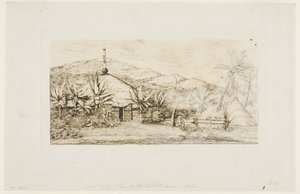Neukaledonien: Große einheimische Hütte an der Straße von Balade nach Puépo, 1845 von Charles Meryon