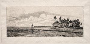 Ozeanien: Fischen in der Nähe von Inseln mit Palmen in der Uea- oder Wallis-Gruppe von Charles Meryon