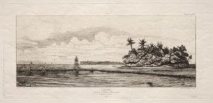 Ozeanien: Fischen in der Nähe von Inseln mit Palmen in der Uea- oder Wallis-Gruppe, 1845