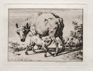 Das Mutterschaf mit zwei Lämmern von Charles Meryon