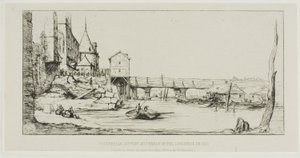 Die Fußgängerbrücke, die vorübergehend die Pont-au-Change in Paris nach dem Brand von 1621 ersetzt von Charles Meryon
