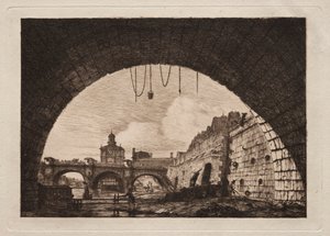 Die Neue Brücke und die Samaritaine gesehen vom ersten Bogen, 1855 von Charles Meryon
