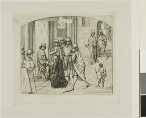 Der Drucker Valère Maxime wird König Ludwig XI. vorgestellt von Charles Meryon