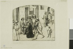 Der Drucker Valère Maxime wird König Ludwig XI. vorgestellt von Charles Meryon