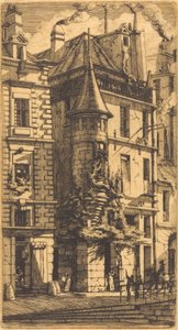 Tourelle de la Rue de la Tixéranderie, Paris (Haus mit einem Turm, Weberstraße, Paris) von Charles Meryon