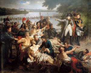 Die Rückkehr Napoleons zur Insel Lobau nach der Schlacht von Essling, 23. Mai 1809