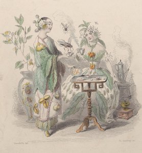 Tee & Kaffee, aus Les Fleurs Animées, 1847 von Charles Michel Geoffroy