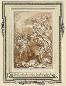Perseus verwandelt Phinneas mit dem Kopf der Medusa in Stein von Charles Monnet