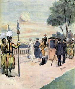 Papst Leo XIII. in den Vatikanischen Gärten im Jahr 1893 (Zeichnung von Mr. CH Morel) von Charles Morel
