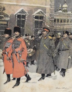 Der Kaiser (Zar) von Russland Alexander III. ging am 1. Januar zu den Heiligen Ämtern von Charles Morel