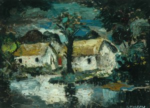 Hütte mit Bach von Charles Murray