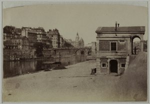 Zollpavillon, Hafen des Hôtel-de-Ville und Île de la Cité mit der Conciergerie, 4. Arrondissement, Paris. von Charles Nègre