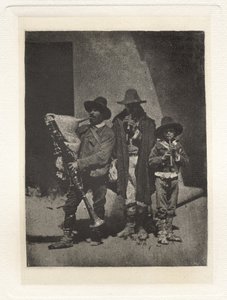 Planche III – Gruppe von Drei Pifferari Stehend, im Hof des 21 Quai Bourbon