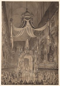 Beerdigung für Marie-Thérèse von Spanien, Dauphine von Frankreich, in der Kirche Notre Dame, um 1746 von Charles Nicolas Cochin