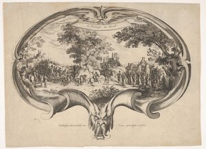 Der Triumph Davids, von einem Fächer von Jacques Callot
