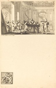 Putti bereiten die Innendekoration eines Herrenhauses vor von Charles Nicolas Cochin II