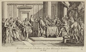 Gründung der Académie des Jeux Floraux, der ältesten literarischen Gesellschaft der westlichen Welt, Toulouse, Frankreich von Charles Nicolas II Cochin