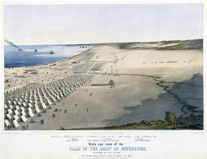 Vogelperspektive des Lagers der Besatzungsarmee, kommandiert von General Taylor. In der Nähe von Corpus Christi, Texas, [vom Norden] Okt. 1845. von Charles Parsons