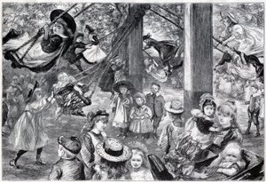 Ein Freiluft-Kindergymnasium im Battersea Park, London - 1898 - nach dem Leben gezeichnet von Paul Renouard von Charles Paul Renouard