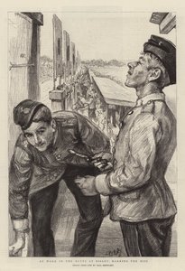 Bei der Arbeit in den Butts in Bisley, die Treffer markierend