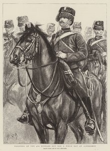 Soldaten des 4. Husarenregiments bei einem Feldtag in Aldershot von Charles Paul Renouard