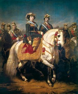 Militärparade, überprüft von Königin Isabella II. von Spanien von Charles Porion