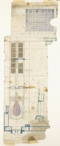 Entwurf für einen Kleiderschrank, in der Ansicht gezeigt, mit halbvollständigen Details des dekorativen Paneels (1904)