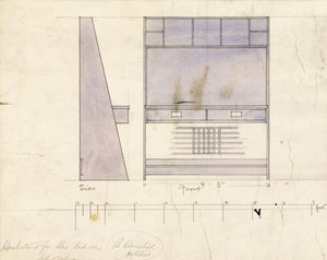Entwurf für ein Waschbecken, in Seiten- und Vorderansicht gezeigt, 1904 von Charles Rennie Mackintosh