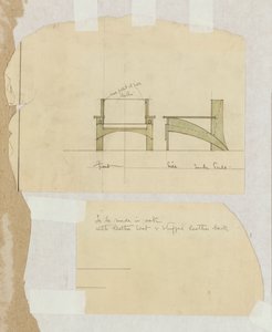 Entwurf für einen Eichenstuhl, in Vorder- und Seitenansicht, 1905 von Charles Rennie Mackintosh