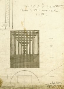 Entwurf für den Bestellschreibtischstuhl, in Ansicht und Plan gezeigt, 1904 von Charles Rennie Mackintosh