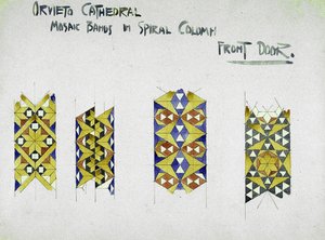 Orvieto Kathedrale, Mosaikbänder in Spiralsäule, Vordertür, 1891 von Charles Rennie Mackintosh